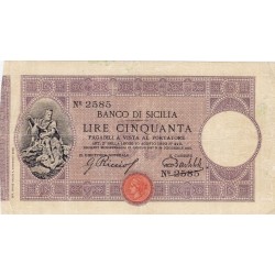 Banco di Sicilia 50 Lire 24 dicembre 19193